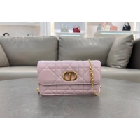 Super Quality Dior Miss Caro Pouch with Chain in Macrocannage Lambskin 5225 Light Pink 2024