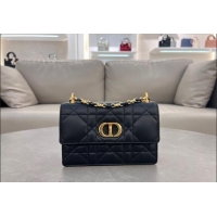 Luxurious Dior Miss Caro Mini bag in Macrocannage Lambskin 5169 Black 2024