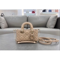 Cheap Price Dior Micro Lady D-Joy Bag in Cannage Lambskin S0910 Light Beige 2024