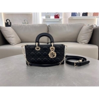 Good Quality Dior Lady D-Joy Medium Bag in Cannage Lambskin M0540 Black 2024