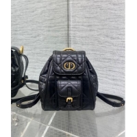 Well Crafted Dior Small Dior Caro Backpack Bag in Macrocannage Lambskin D1001 Black 2024