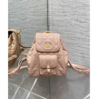 Good Looking Dior Small Dior Caro Backpack Bag in Macrocannage Lambskin D1001 Nude Pink 2024