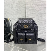 Well Crafted Dior Medium Dior Caro Backpack Bag in Macrocannage Lambskin D1002 Black 2024