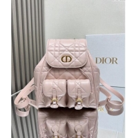 Classic Best Dior Medium Dior Caro Backpack Bag in Macrocannage Lambskin D1002 Light Pink 2024