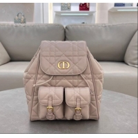 Good Quality Dior Medium Dior Caro Backpack Bag in Macrocannage Lambskin D1002 Nude Pink 2024