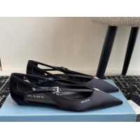 Perfect Prada Satin cut-out ballerinas flats Black 115097