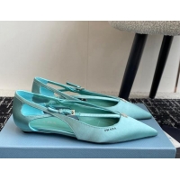 Good Quality Prada Satin cut-out ballerinas flats Lake Blue 115096