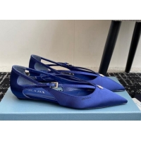 Unique Style Prada Satin cut-out ballerinas flats Royal Blue 115098