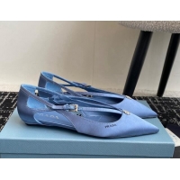 Buy Luxury Prada Satin cut-out ballerinas flats Light Blue 115102