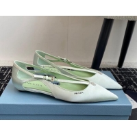 Good Product Prada Satin cut-out ballerinas flats Light Green 115108