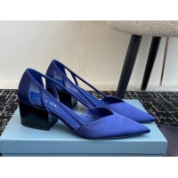 Duplicate Prada Satin cut-out pumps 6.5cm Royal Blue 115116