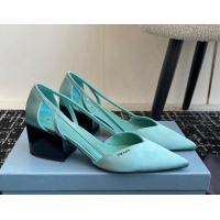 Buy Discount Prada Satin cut-out pumps 6.5cm Lake Blue 115120