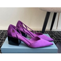 Good Quality Prada Satin cut-out pumps 6.5cm Purple 115121