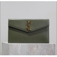 Grade Design Saint Laurent Uptown Pouch in Grained Leather 565739 Green 2024