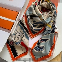 Best Quality Hermes Rayures d'Ete Cashmere & Silk Sqaure Shawl Scarf 140cm 0130 Orange 2024