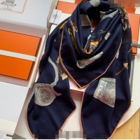 Buy Fashionable Hermes Pampa Cashmere & Silk Sqaure Shawl Scarf 140cm 0130 Blue 2024