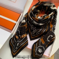 Luxury Cheap Hermes La Promenade Cashmere & Silk Sqaure Shawl Scarf 140cm 0130 Black 2024