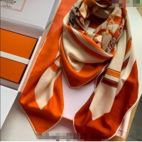 Super Quality Hermes Cashmere & Silk Sqaure Shawl Scarf 140cm 0130 Orange 2024