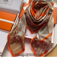 Best Design Hermes Dressage Tressage Cashmere & Silk Sqaure Shawl Scarf 140cm 0130 Orange 2024