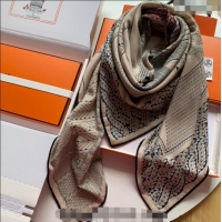 Reasonable Price Hermes Dressage Tressage Cashmere & Silk Sqaure Shawl Scarf 140cm 0130 Beige 2024