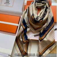 Top Quality Hermes Ownership Seal Cashmere & Silk Sqaure Shawl Scarf 140cm 0130 Beige 2024