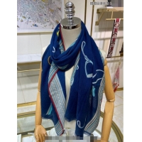 New Fashion Hermes Et Gris Gris Rectangle Cashmere Long Scarf 65x185cm H2100 Navy Blue 2024