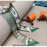 Well Crafted Hermes Silk Twilly Bandeau Scarf 6x90cm 0304 Green 2024