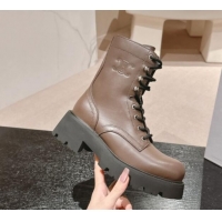 Luxurious Celine Triomphe Rangers Mid Lace-up Boots 5cm in Calfskin Chocolate Brown 011121