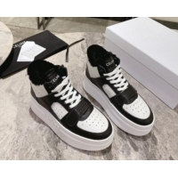 Cheap Price Celine CT-02 Platform Mid Sneakers Velcro in Calfskin and Wool White/Black 012010