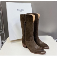 Low Cost Celine Suede Medium Boots 4.5cm with Tassel Grey 1012027