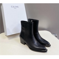 Hot Style Celine Calfskin Ankle Boots 4.5cm with Metal-Tone Charm Black 1012029