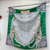 Trendy Design Hermes Brandebourgs Fleuris double face Silk Square Scarf 90x90cm 3163 Green 2024