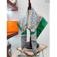 Trendy Design Hermes Brandebourgs Fleuris double face Silk Square Scarf 90x90cm 3163 Green 2024