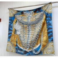 Buy Fashionable Hermes Brandebourgs Fleuris double face Silk Square Scarf 90x90cm 3163 Blue 2024