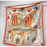 Good Looking Hermes Harnais de Coeur Silk Square Scarf 90x90cm 3163 Orange 2024