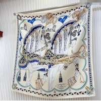 Cheapest Hermes Harnais de Coeur Silk Square Scarf 90x90cm 3163 Blue 2024