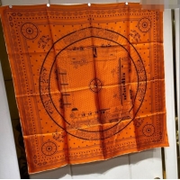 Super Quality Hermes All Aboard! bandana Sqaure Scarf 90x90cm 3166 Orange 2024