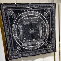 Luxurious Hermes All Aboard! bandana Sqaure Scarf 90x90cm 3166 Black 2024