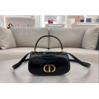 Top Grade Dior Small 30 Montaigne Avenue Top Handle Bag in Patent Calfskin 6530 Black 2024