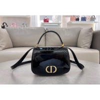 Famous Brand Dior Medium 30 Montaigne Avenue Top Handle Bag in Patent Calfskin 6531 Black 2024