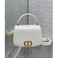 Well Crafted Dior Medium 30 Montaigne Avenue Top Handle Bag in Ribbed Calfskin 6531 White 2024