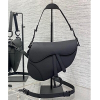 Grade Quality Dior Medium Saddle Bag with Strap in Grained Calfskin 1038 All Black 2024