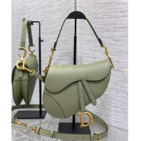 Classic Specials Dior Medium Saddle Bag with Strap in Grained Calfskin 1038 Matcha Green 2024