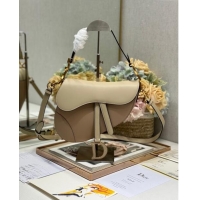 Market Sells Dior Medium Saddle Bag with Strap in Grained Calfskin 1040 Biscuit Beige/Beige 2024