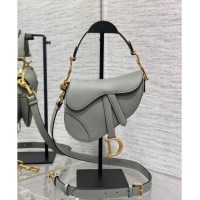 Low Cost Dior Mini Saddle Bag with Strap in Grained Calfskin 1041 Rock Grey 2024