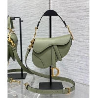 Most Popular Dior Mini Saddle Bag with Strap in Grained Calfskin 1041 Matcha Green 2024