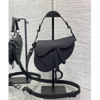 Discount Dior Mini Saddle Bag with Strap in Grained Calfskin 1041 All Black 2024