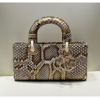 Luxury Discount Dior Lady D-Joy Small Bag in Python Leather D0101 Grey/Gold 2024