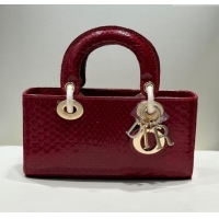 Top Design Dior Lady D-Joy Small Bag in Python Leather D0101 Red 2024