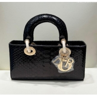 Grade Quality Dior Lady D-Joy Small Bag in Python Leather D0101 Black 2024